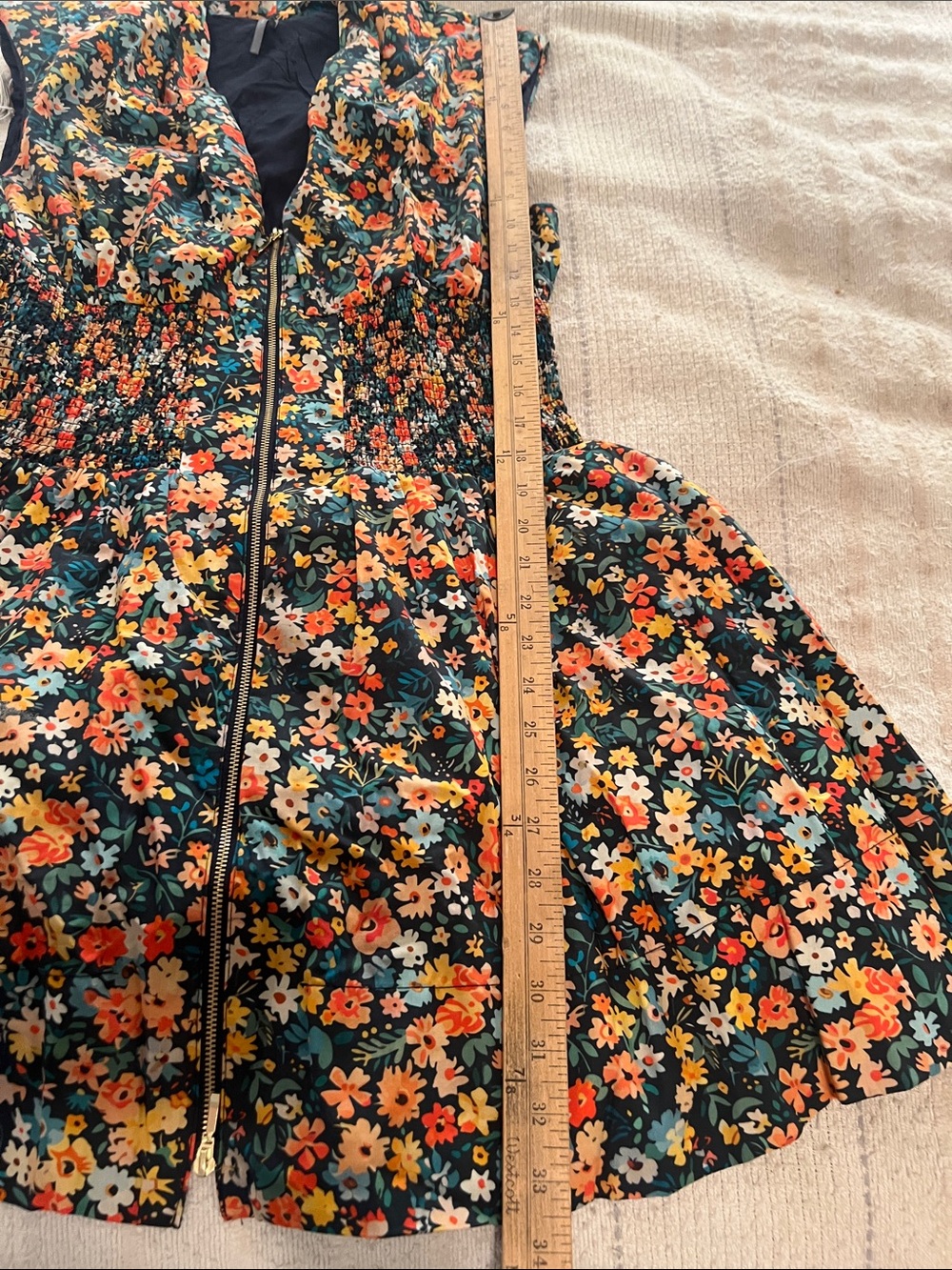 Anthropologie Navy Floral Midi Dress with Multicolor Blossoms NWOT L - Picture 13 of 13